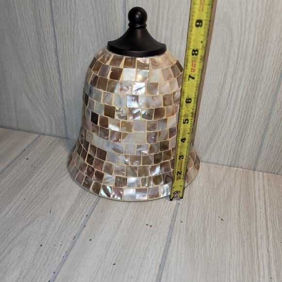 Vtg Mother Of Pearl Glass Mosaic Shell Half Bell-Shaped Lampshade - Picture 2 of 7